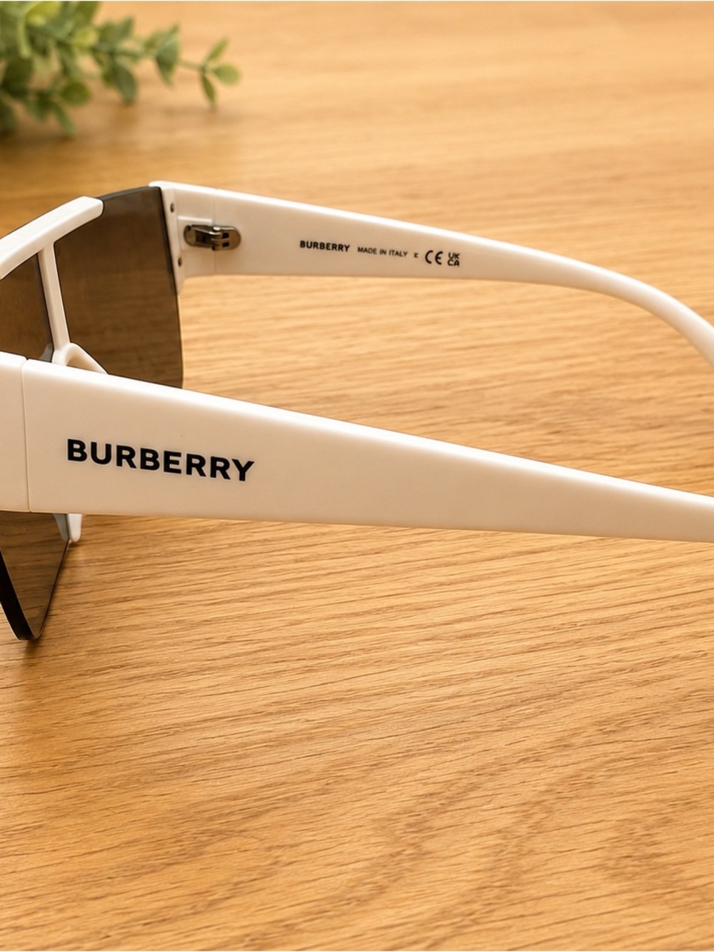 Burberry White Shield Sunglasses with Brown Gradient Lens - Picture 2 of 6